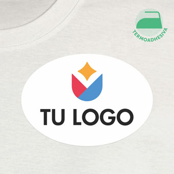 Pegatinas ovaladas para ropa termoadhesivas