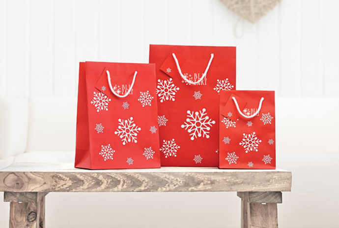 Snowflakes Red Paper Bag Snowflakes Red Paper Bag