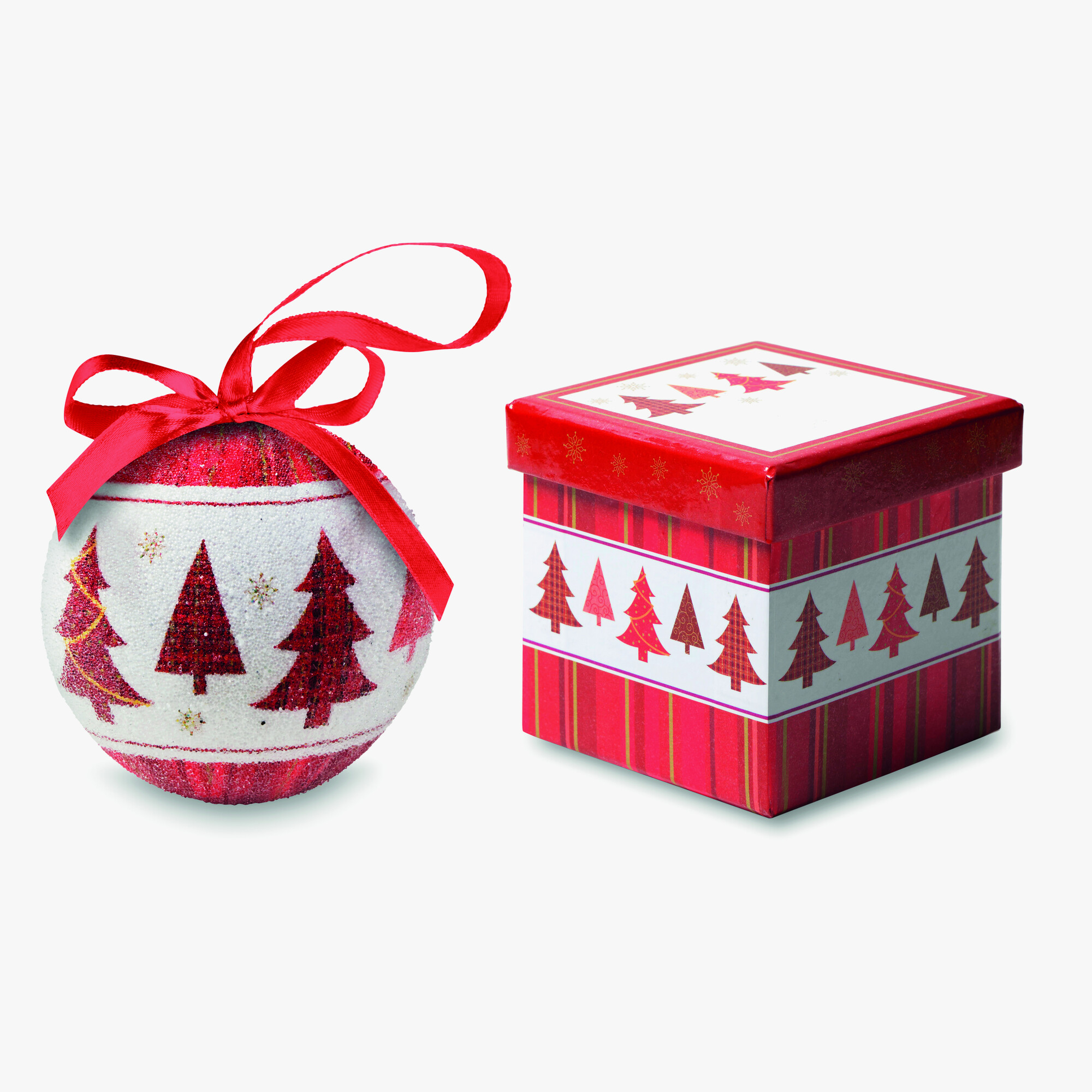 Bola navideña en caja personalizada