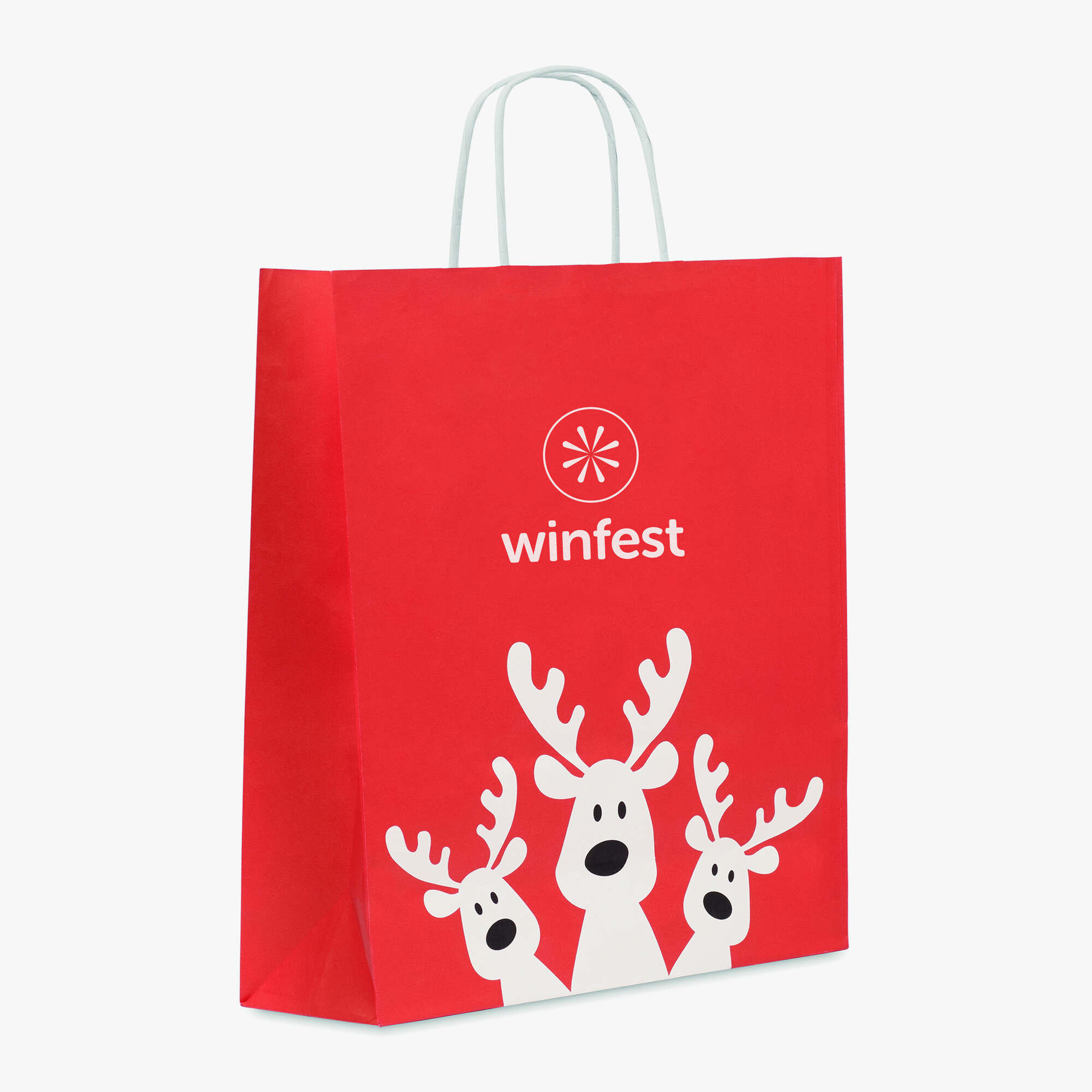 Bolsa de papel personalizada con diseño navideño de renos