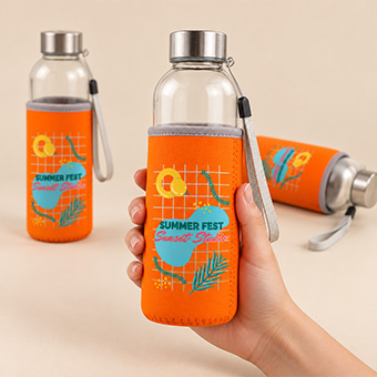 Bouteille en verre avec housse en néoprène de 500 ml personnalisée avec logo