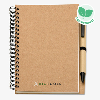 Recyceltes B6-Notizbuch mit Kugelschreiber und Soft-Einband