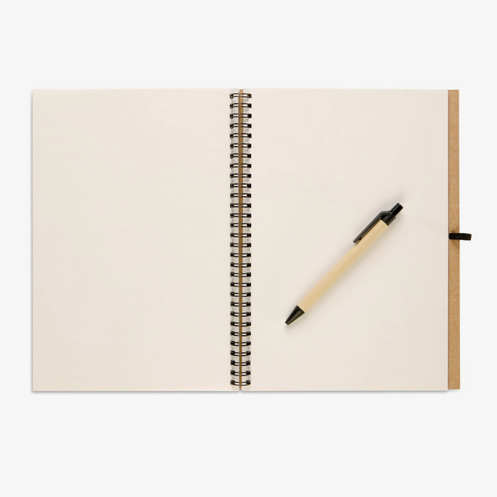Recycled notebook with pen  