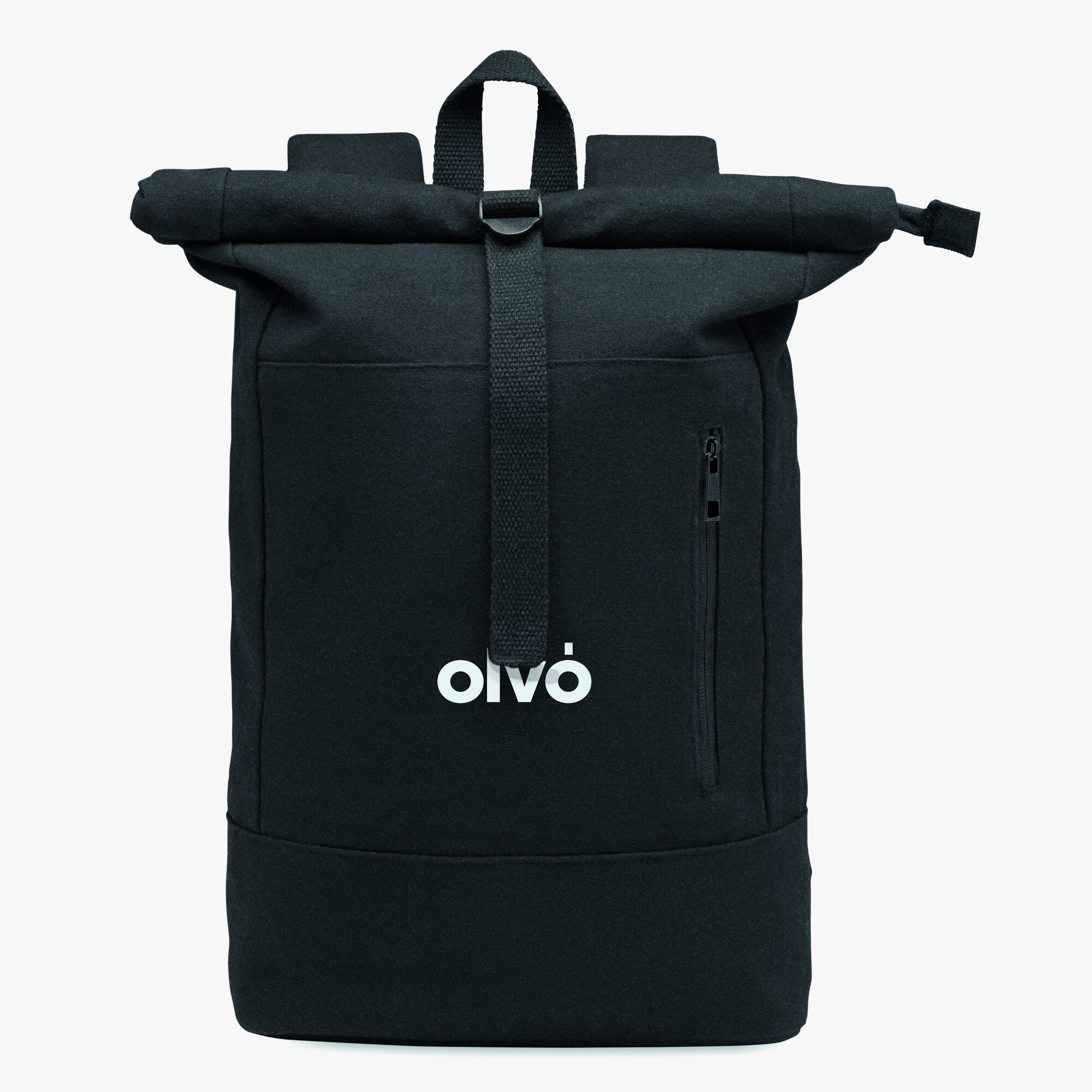 Personalised roll top backpack with zip
