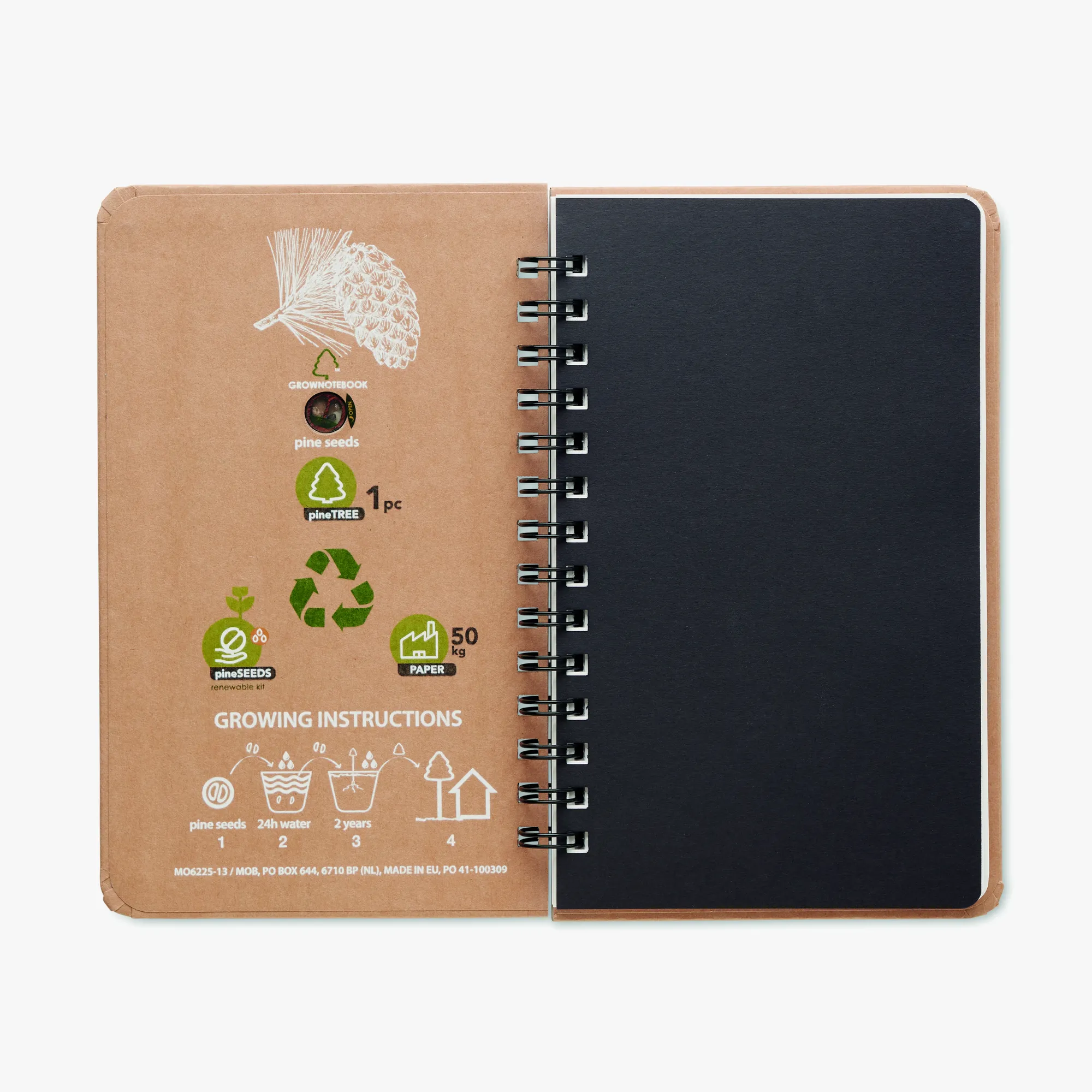 Personalised GROWNOTEBOOK pine notebook with seeds
