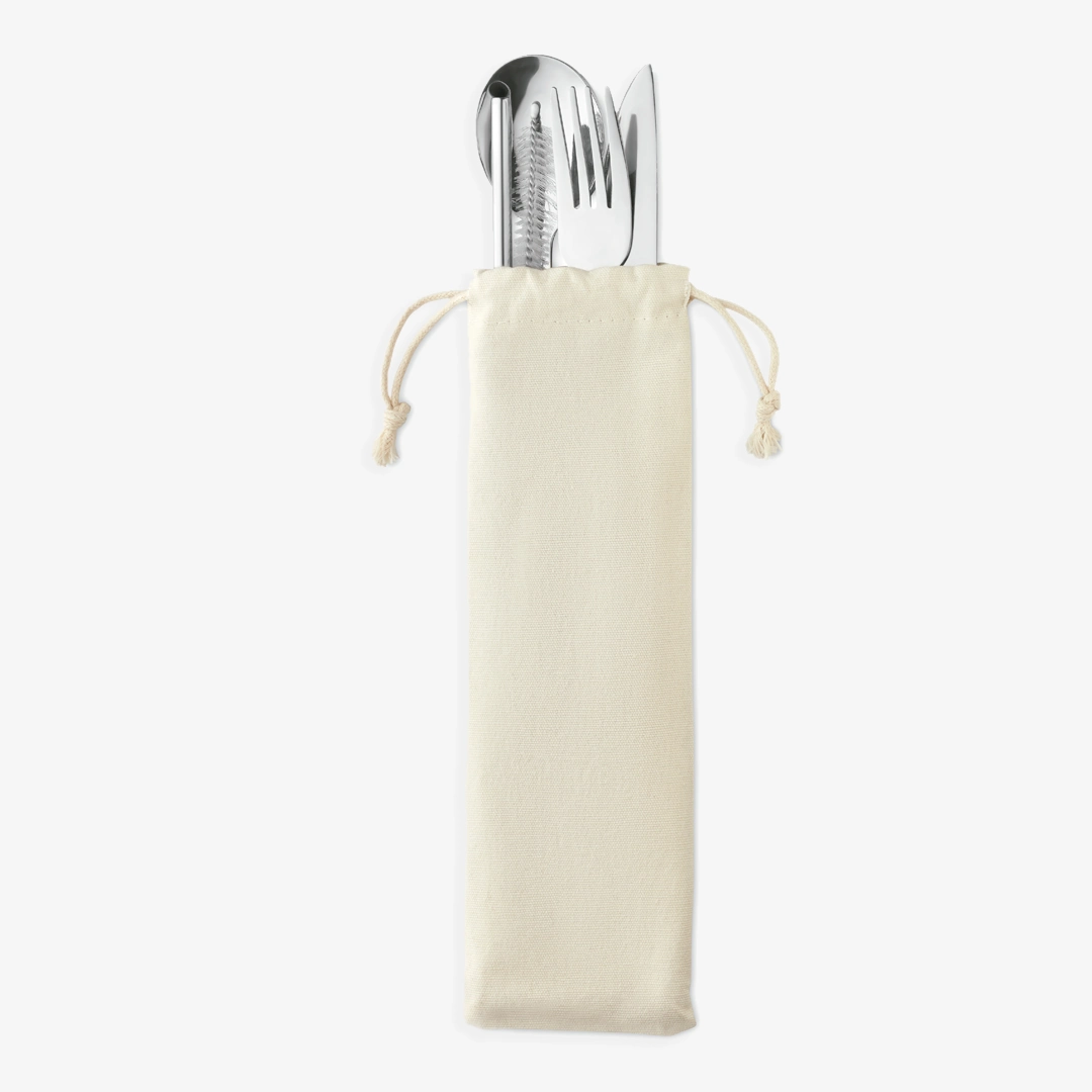 Set di posate riutilizzabili personalizzato in acciaio inox