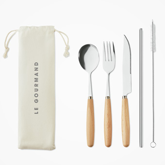 Set di posate riutilizzabili personalizzato in acciaio inox