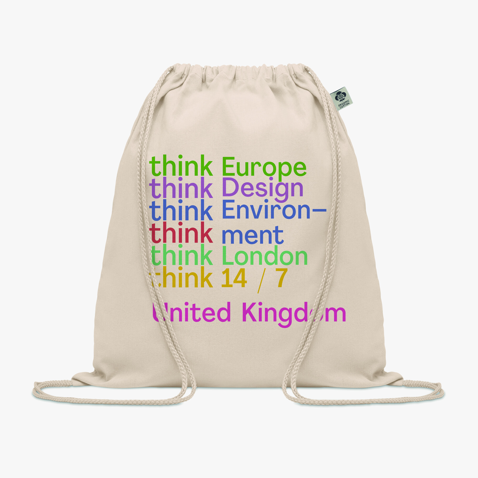 Personalised organic cotton drawstring backpack