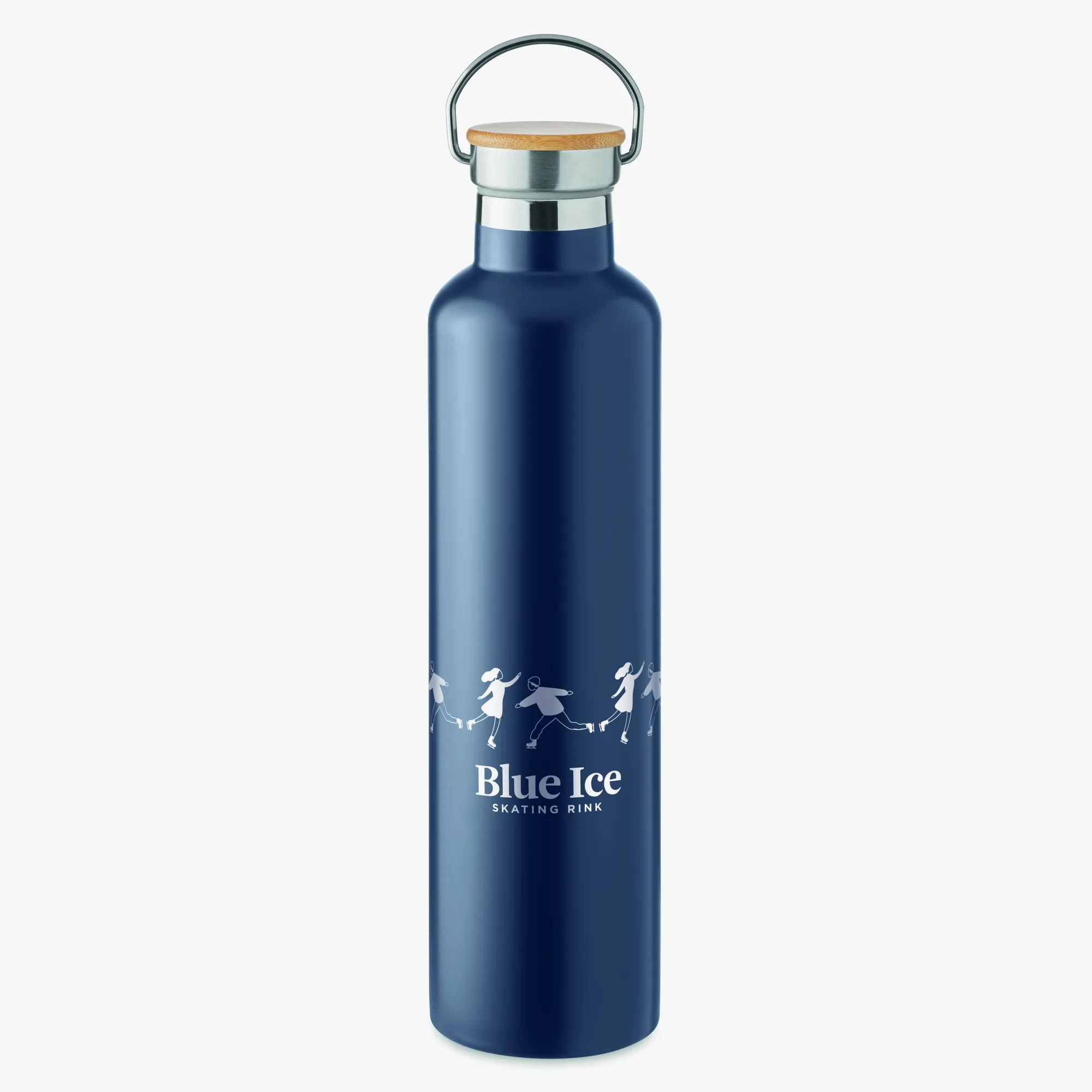 Personalisierte Thermoflasche mit Bambusdeckel und Griff 1L