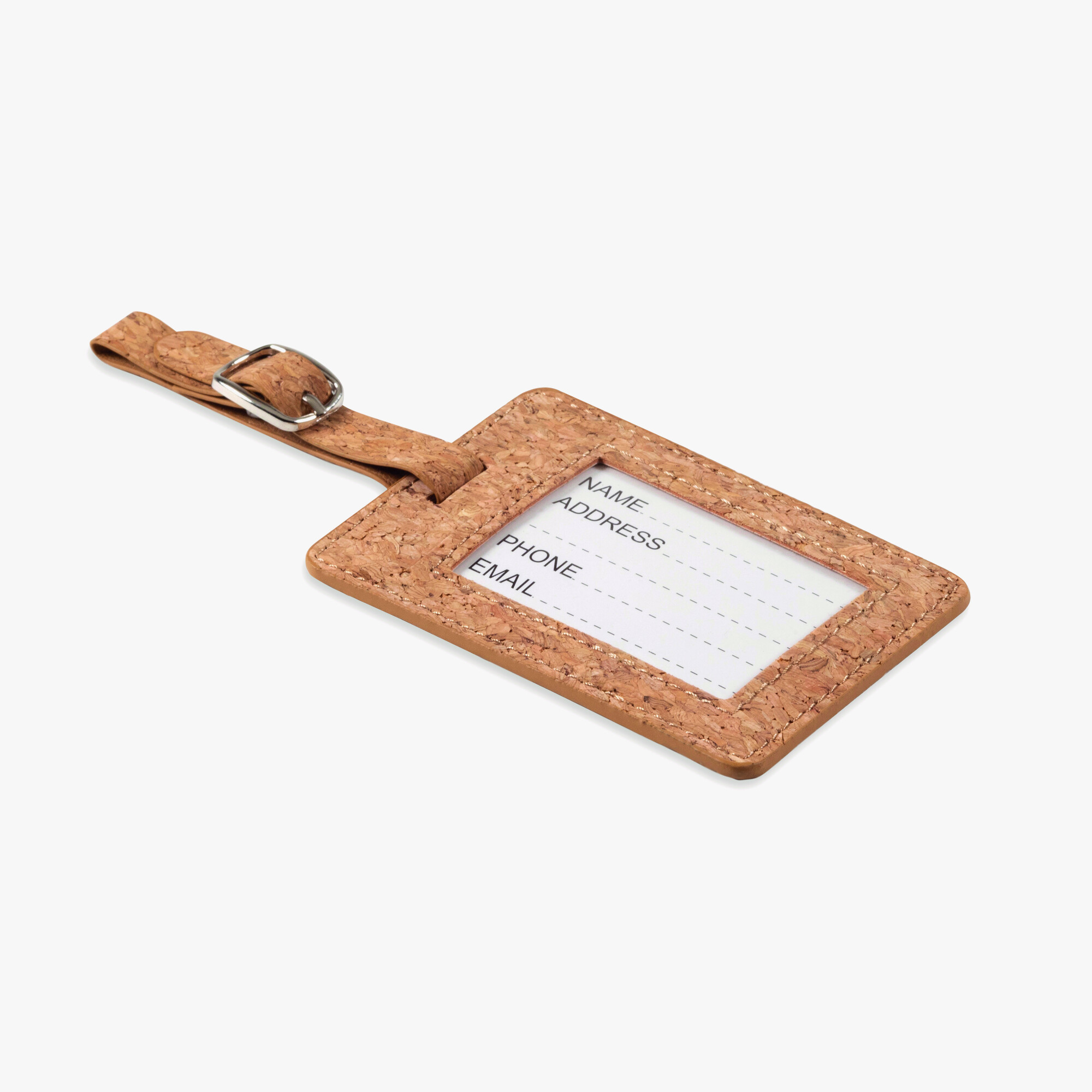 Personalised cork luggage tag