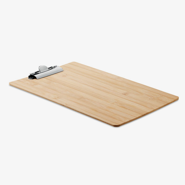 Portapapeles A4 de bambú con clip metálico
