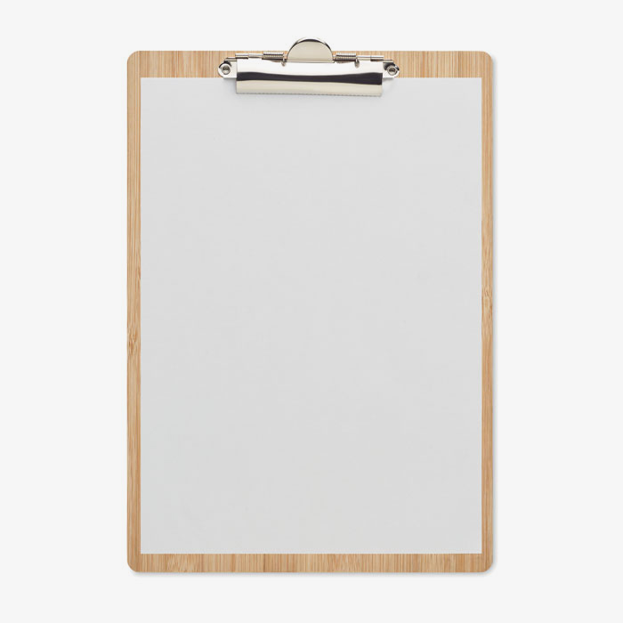 Portapapeles A4 de bambú con clip metálico