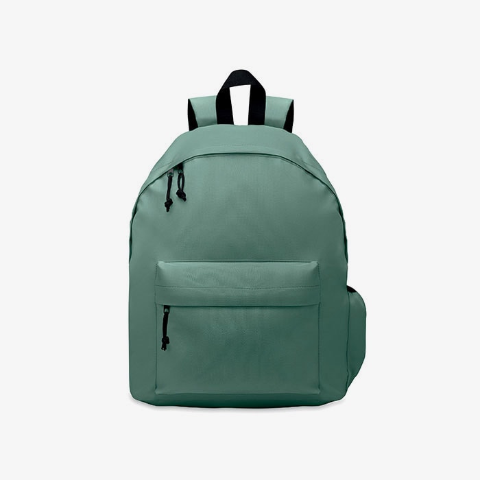 Mochila de poliéster 600D RPET con bolsillo exterior con cremallera