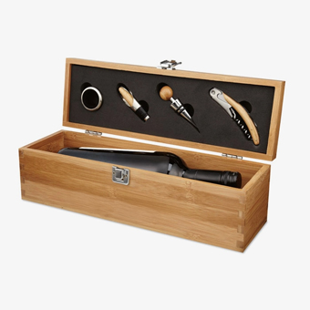 Set de vino en caja de madera personalizada