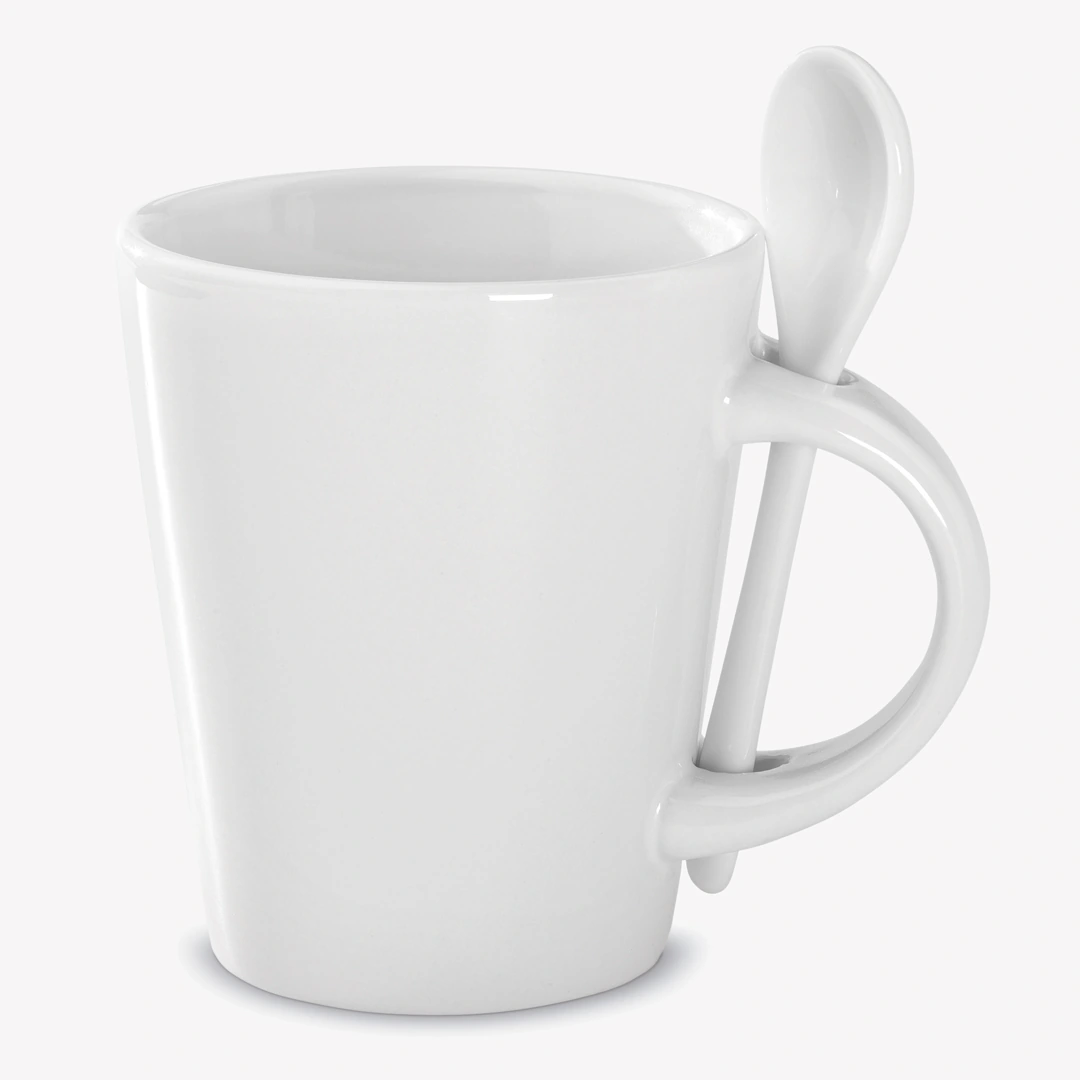 Taza loza con cuchara personalizada 300 ml