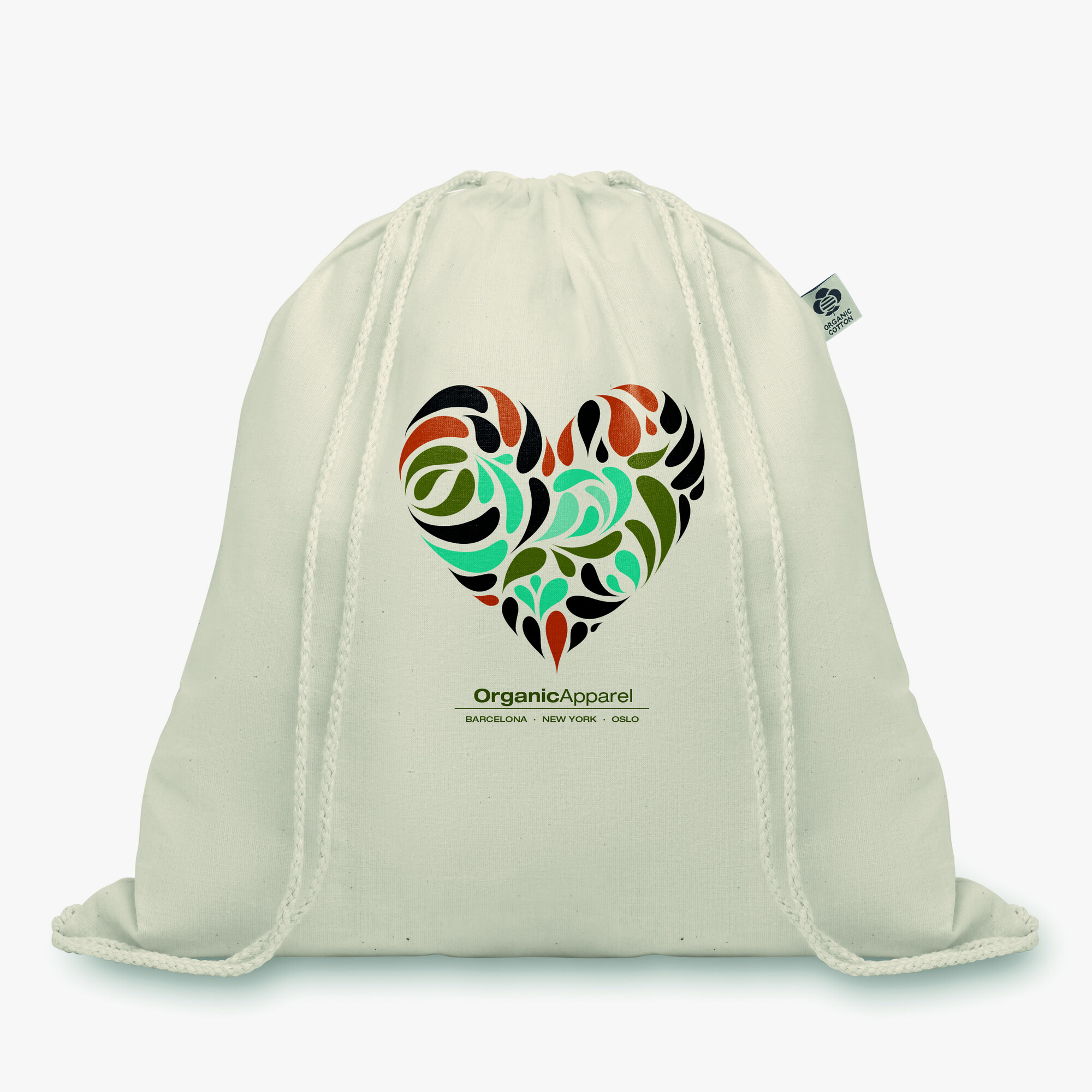 Personalised organic cotton drawstring bag