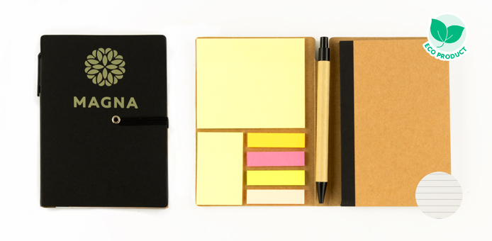 Bloc note papier recyclé notes autocollantes et pages lignées personnalise