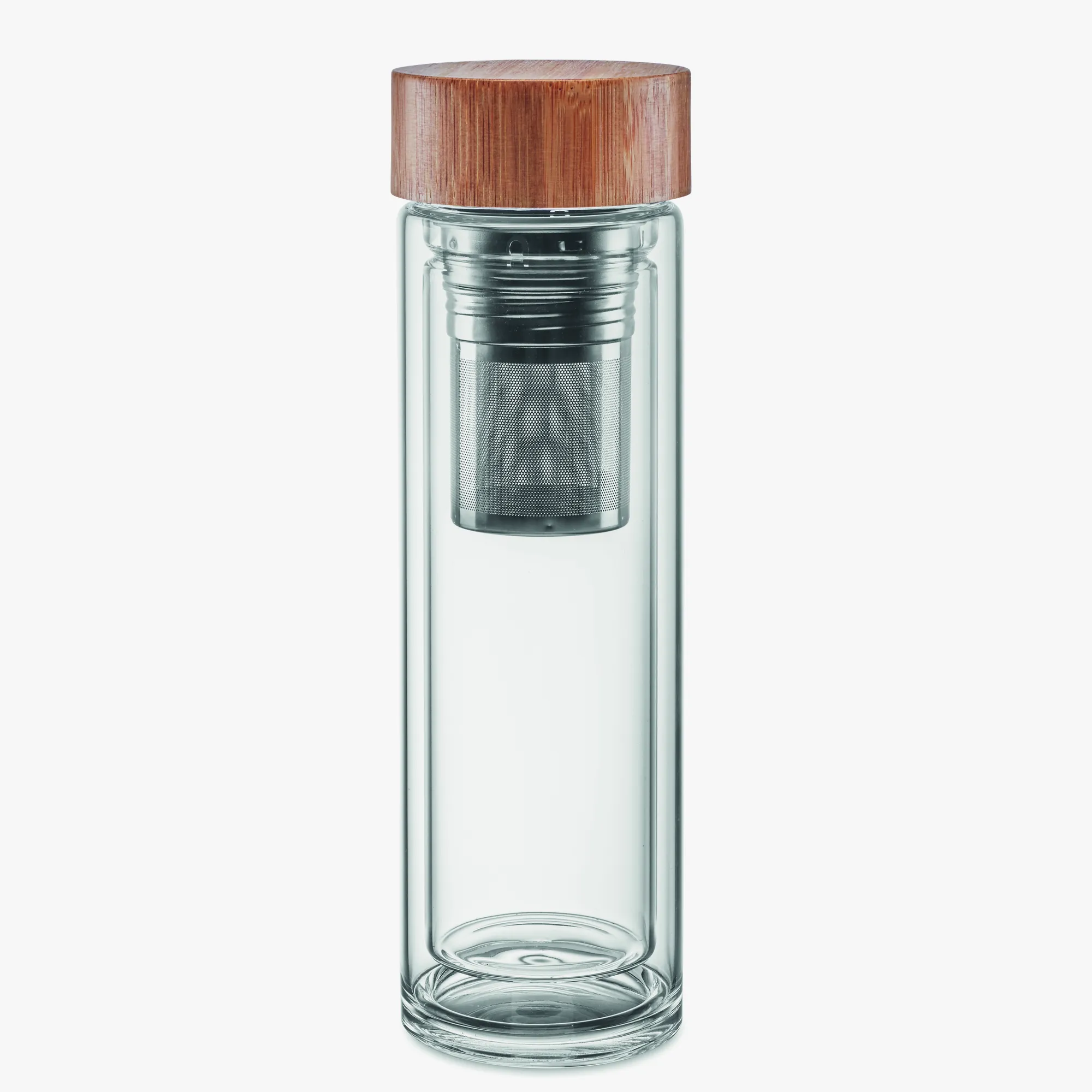 Personalised glass and bamboo tea infuser bottle 400 ml