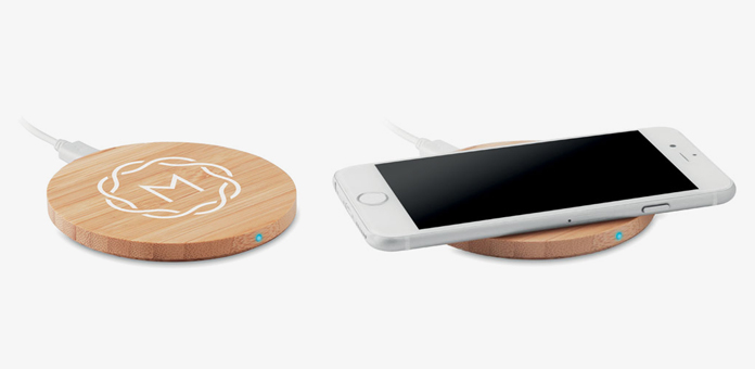 Personalised 5W bamboo wireless charger