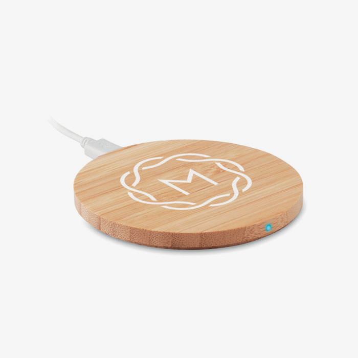 Cargador inalámbrico de bambú 5W personalizado