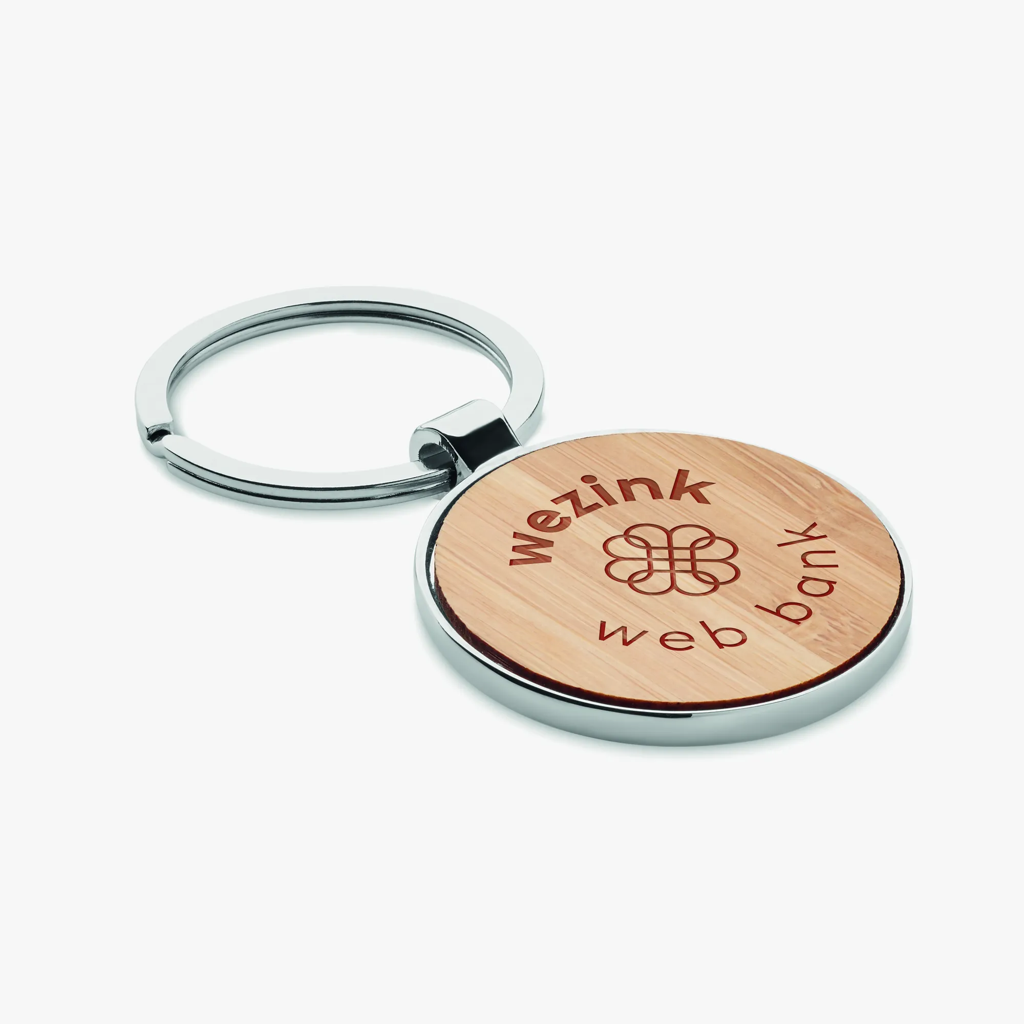 Personalised round bamboo keyring