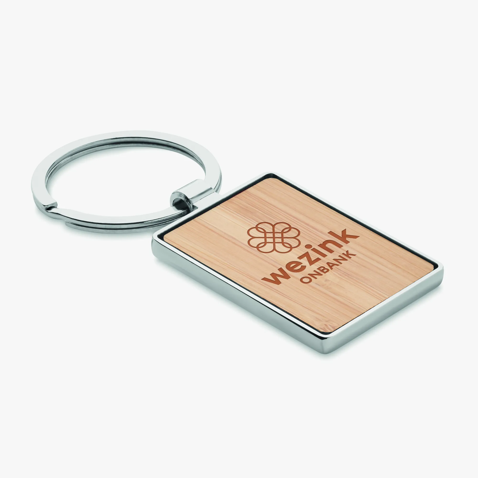 Personalised rectangular bamboo keyring