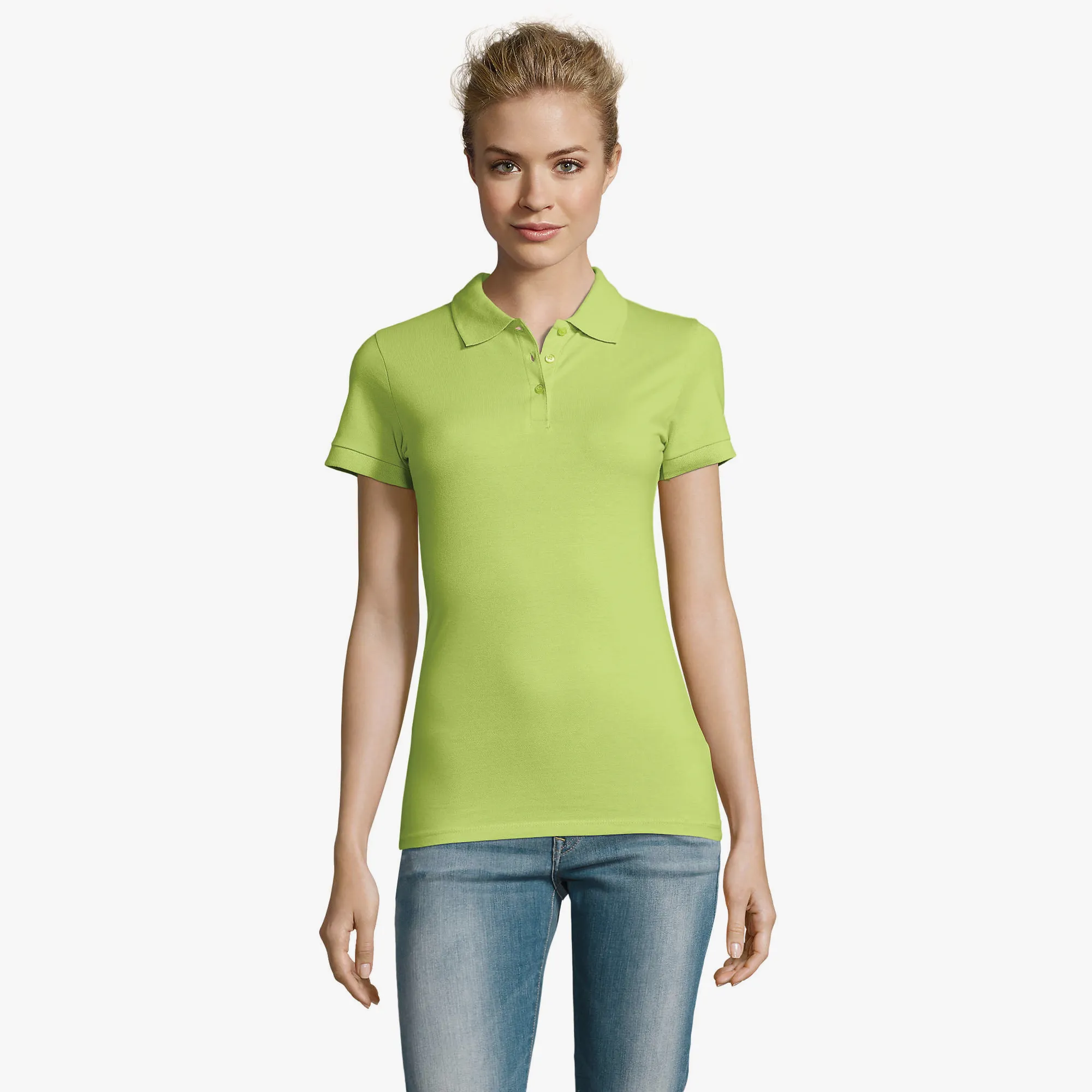 Polo femme personnalisé en coton peigné à manches courtes