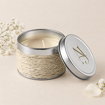 Bougie divers parfums boîte en laiton personnalisée